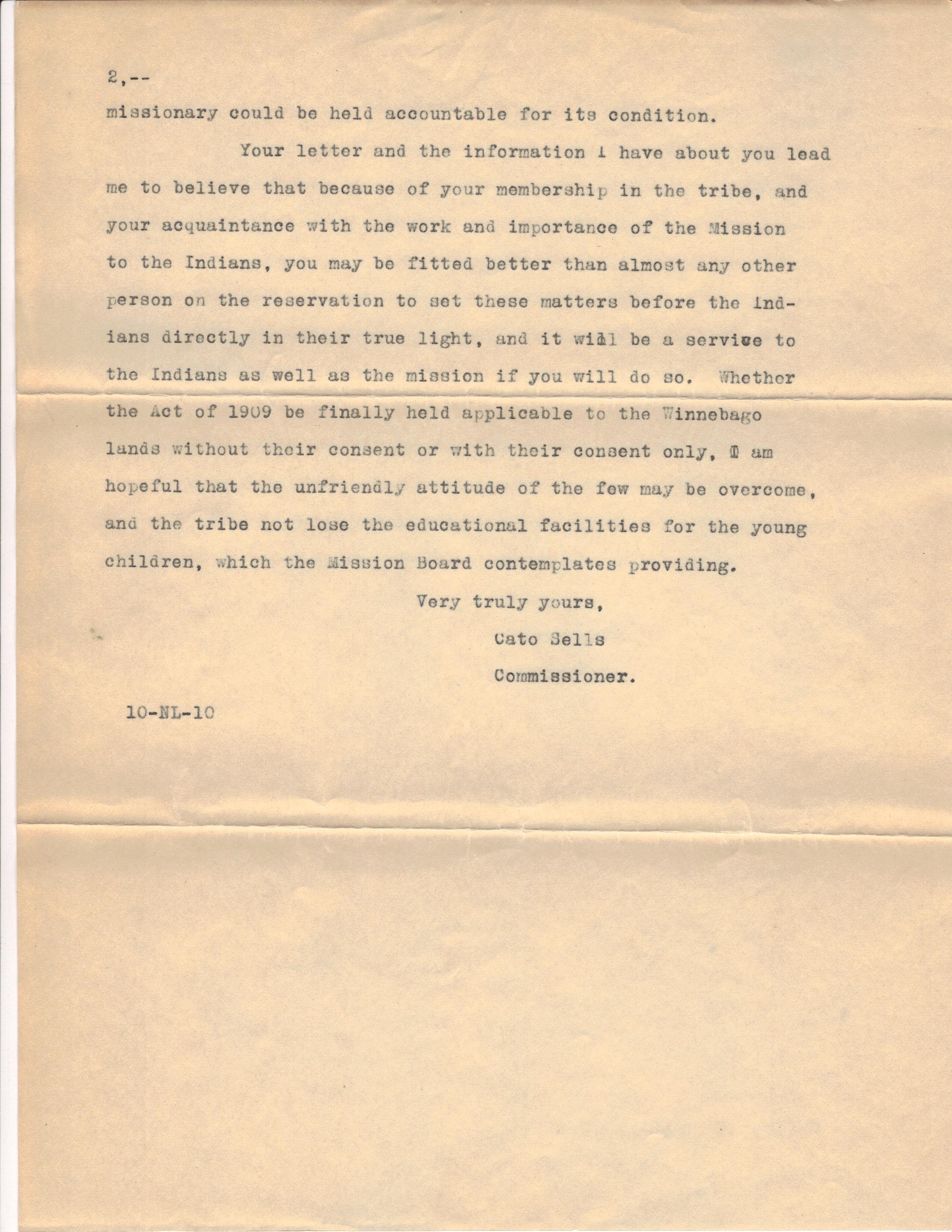 October 31, 1913: Regarding use of cemetary land (2)